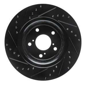 Acura MDX Brake Rotor (1) - Front Right - R1 Concepts - Drilled & Slotted - Black - `15-`25